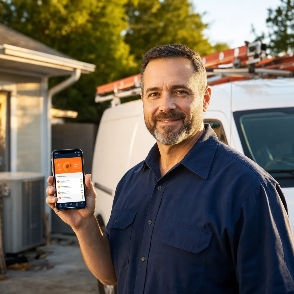 Contractor checking new leads on the ContractorSites dashboard from a job site