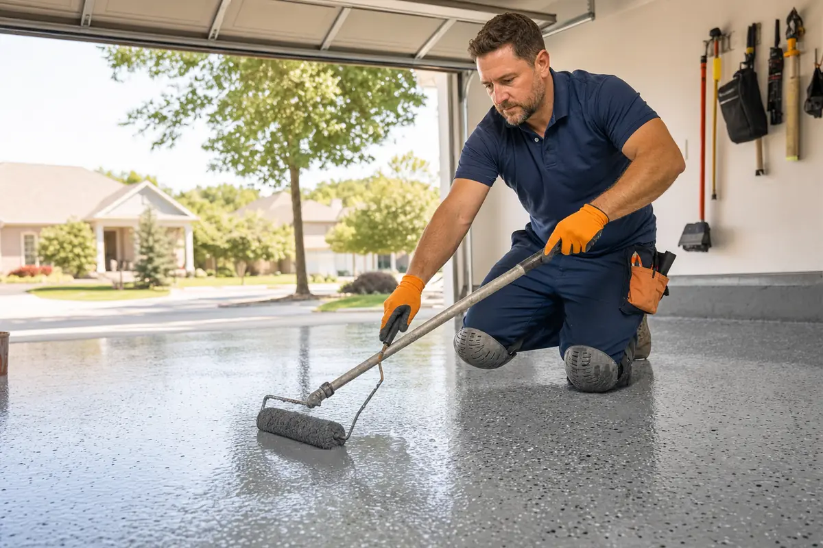 Epoxy Flooring professional at work