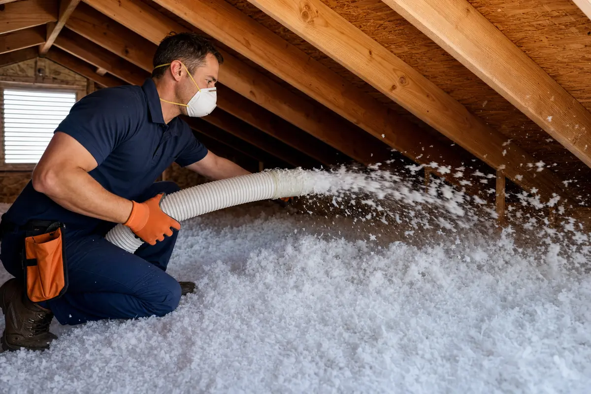 Insulation professional at work