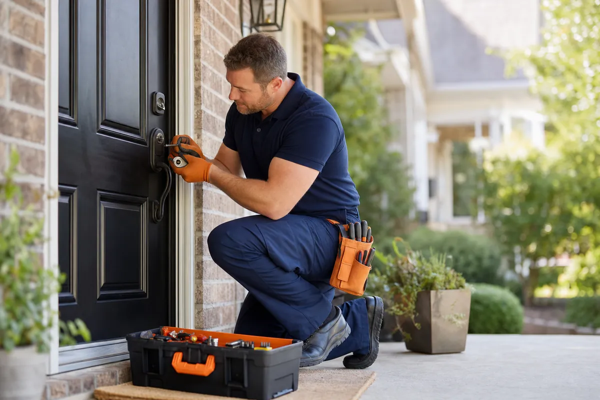 Locksmith professional at work