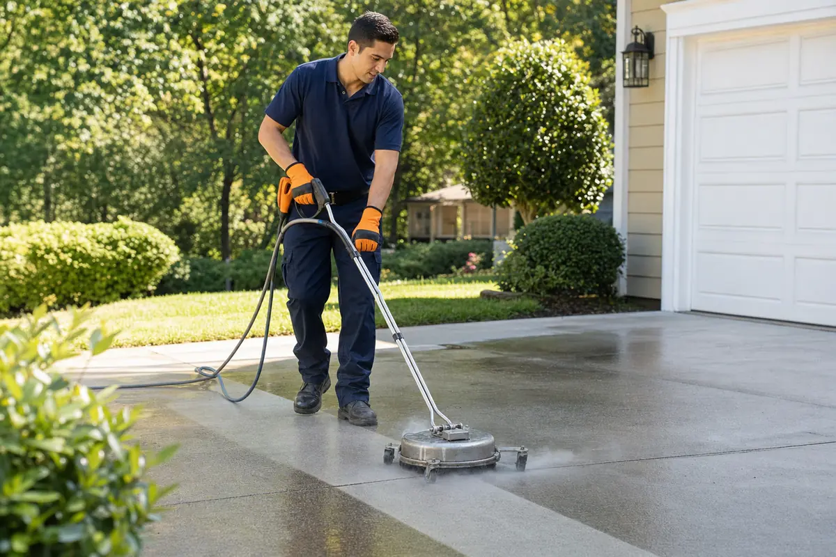 Pressure Washing professional at work