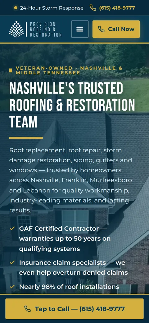 Provision Roofing & Restoration on mobile
