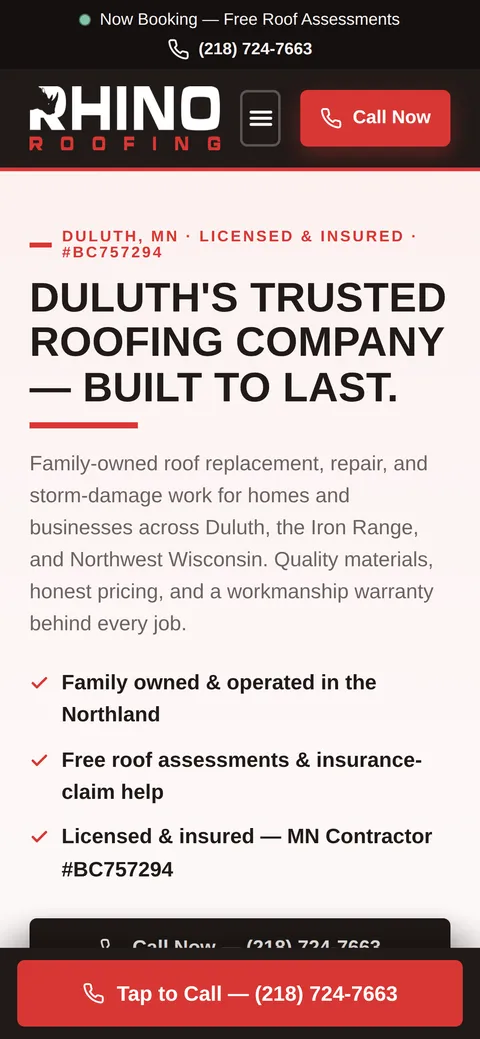 Rhino Roofing on mobile